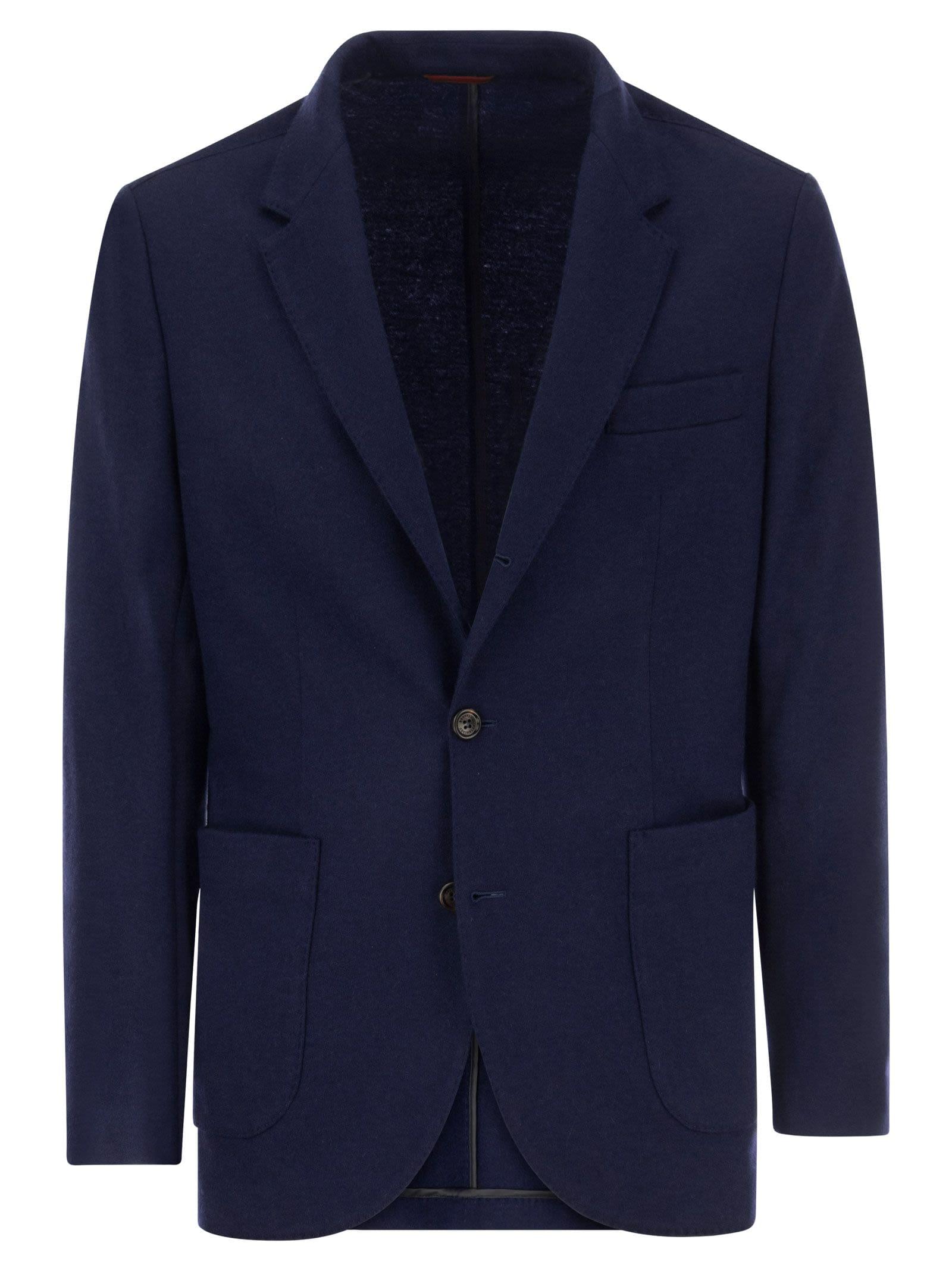 Brunello Cucinelli Men Cashmere Jersey Blazer With Patch Pockets Luosophy