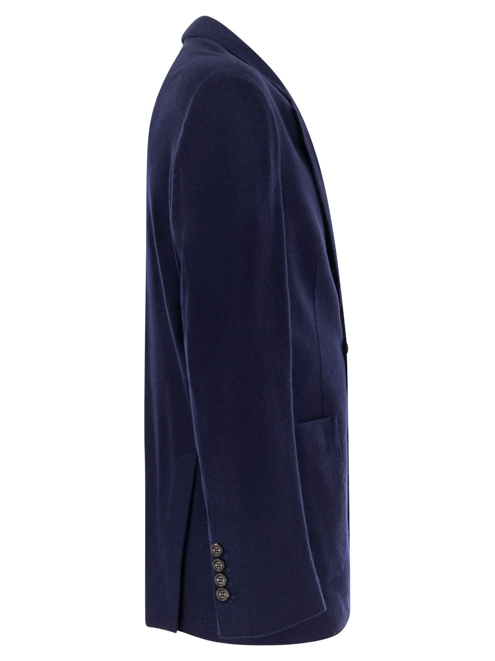 Brunello Cucinelli Men Cashmere Jersey Blazer With Patch Pockets Luosophy