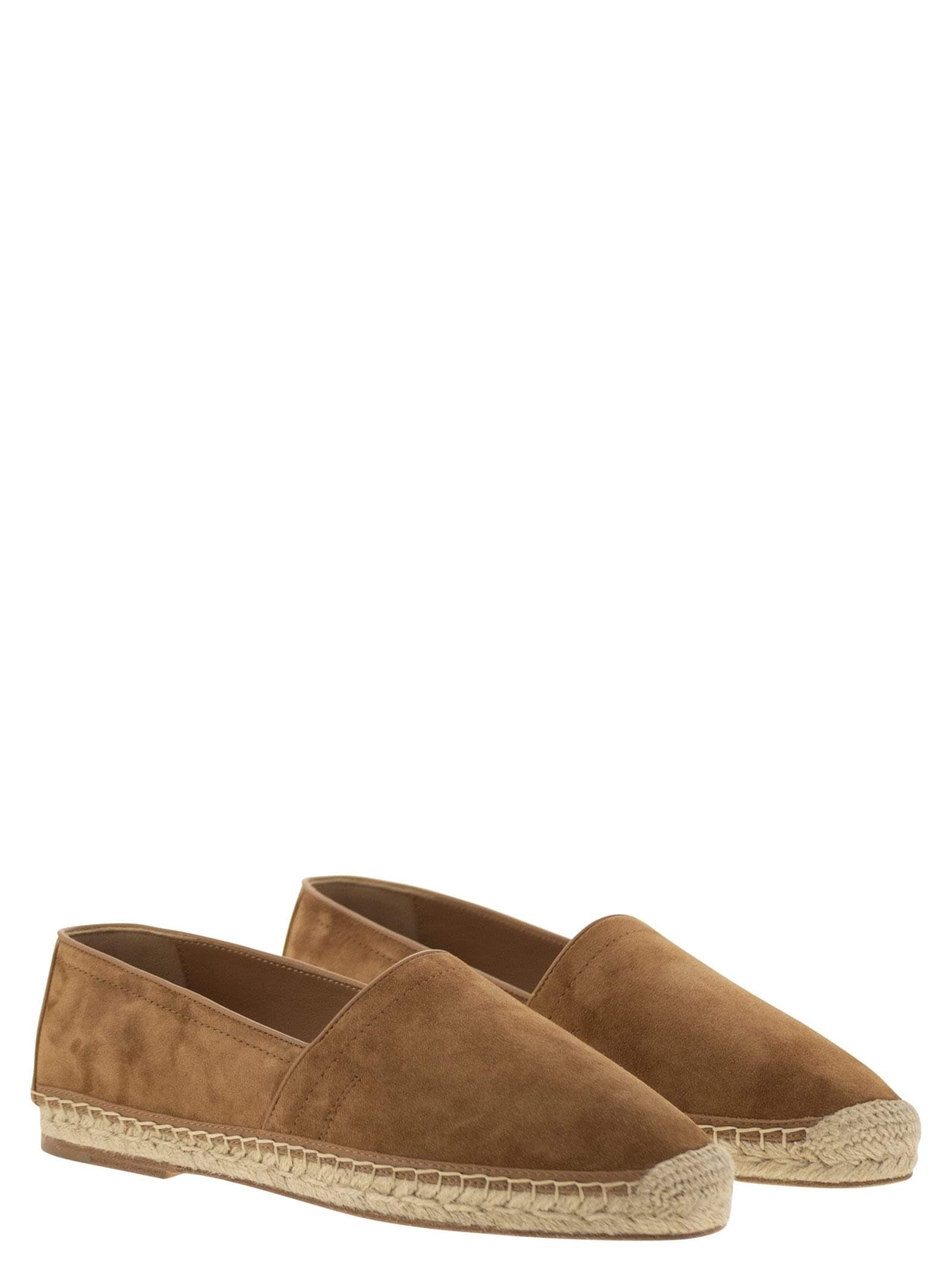 Brunello Cucinelli Men Washed Suede Espadrilles With Beading Luosophy