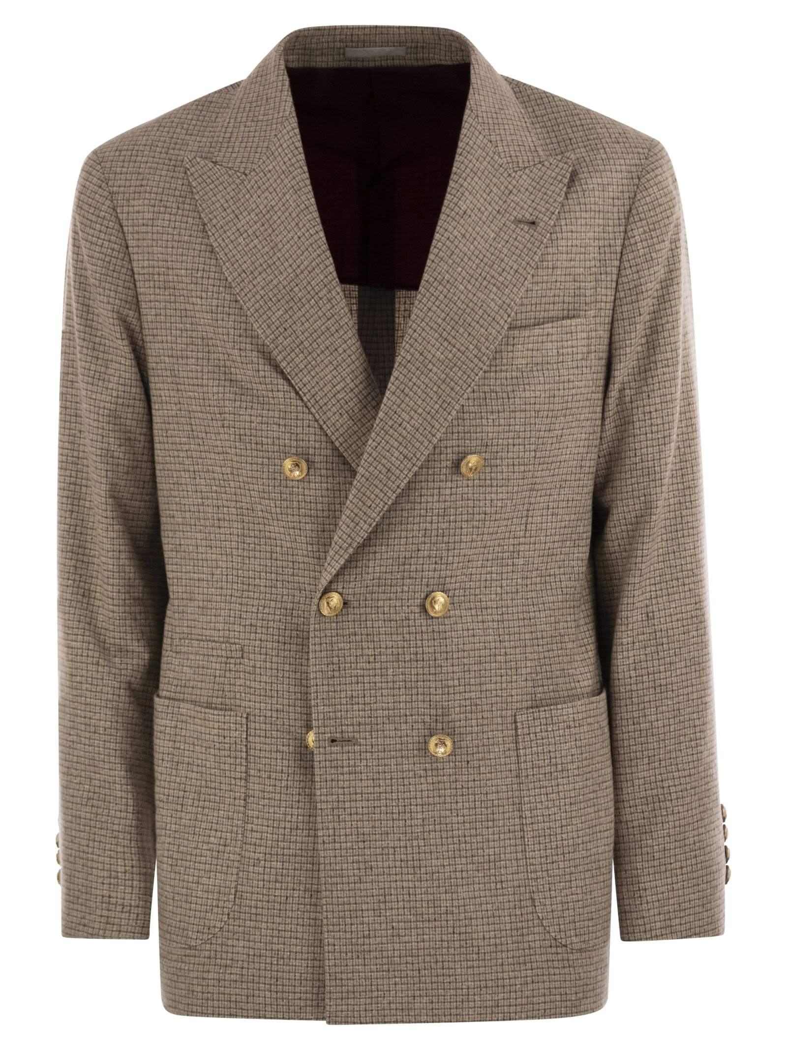 Brunello Cucinelli Men One-And-A-Half Breasted Deconstructed Jacket In Checked Flannel Luosophy