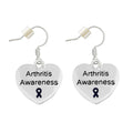 Arthritis Awareness Dark Blue Ribbon Heart Charm Earrings The Awareness Company