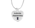 Arthritis Awareness Dark Blue Ribbon Heart Charm Necklaces The Awareness Company