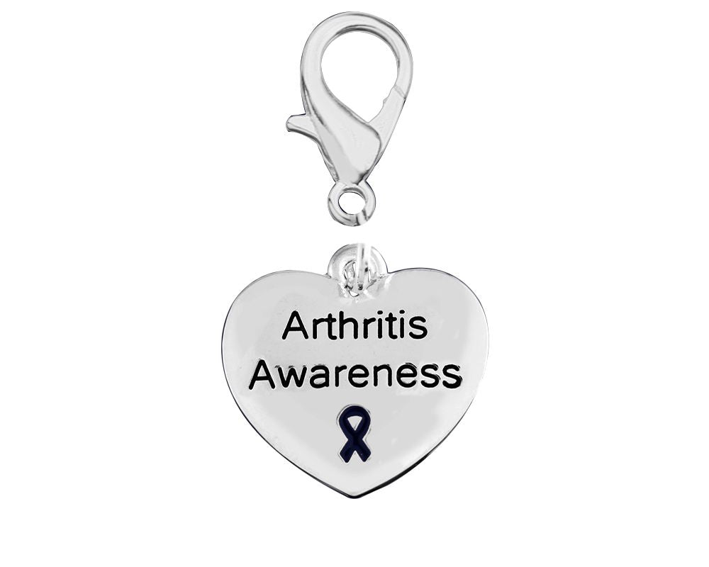 Arthritis Awareness Dark Blue Ribbon Heart Hanging Charms The Awareness Company