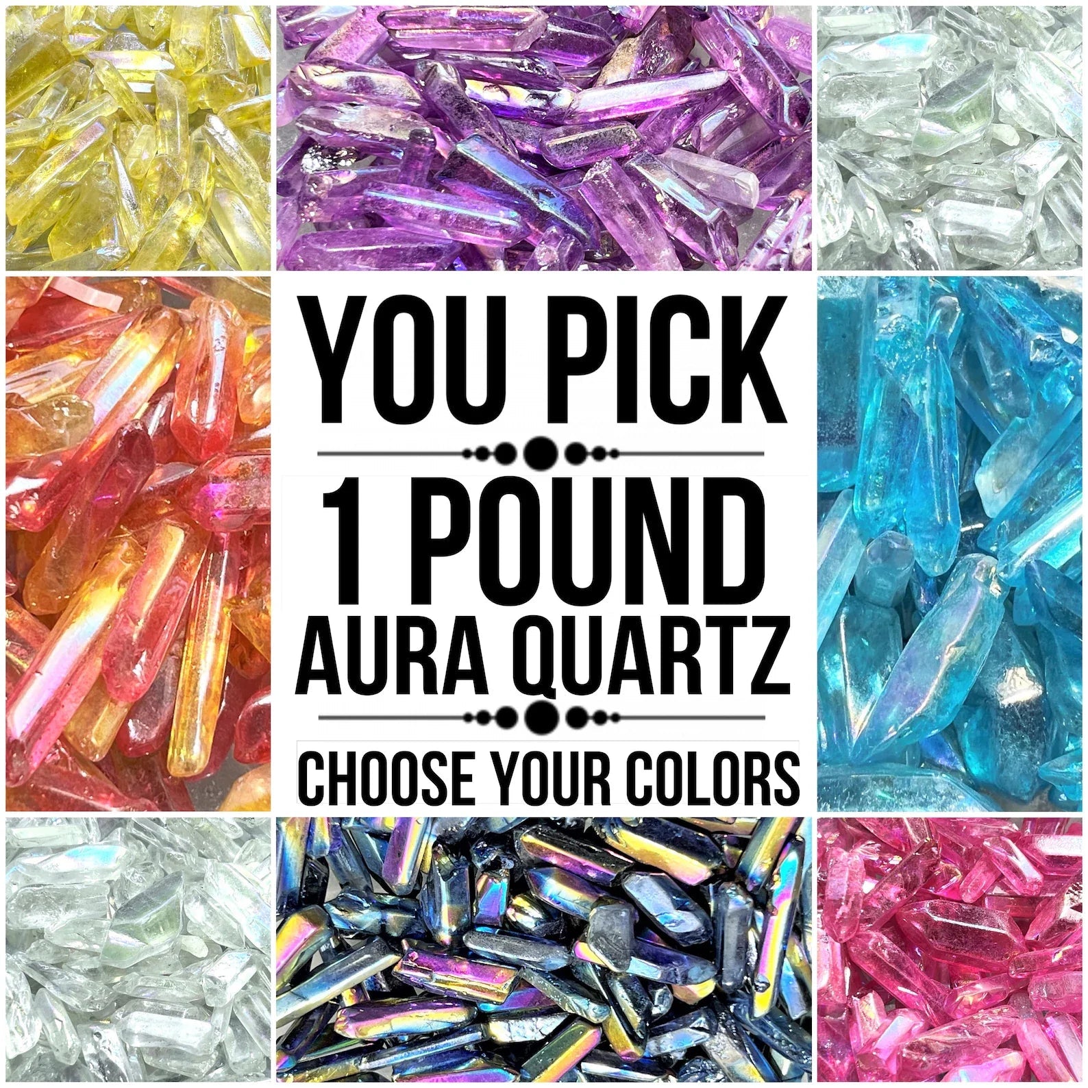 1 Lb Free Shipping Aura Quartz (You Pick) Bulk Wholesale Colorful Gemstone Lot Crystal Points Rough Raw Stones Minerals 1 - 2" 16 Ounces Amazing Crystals