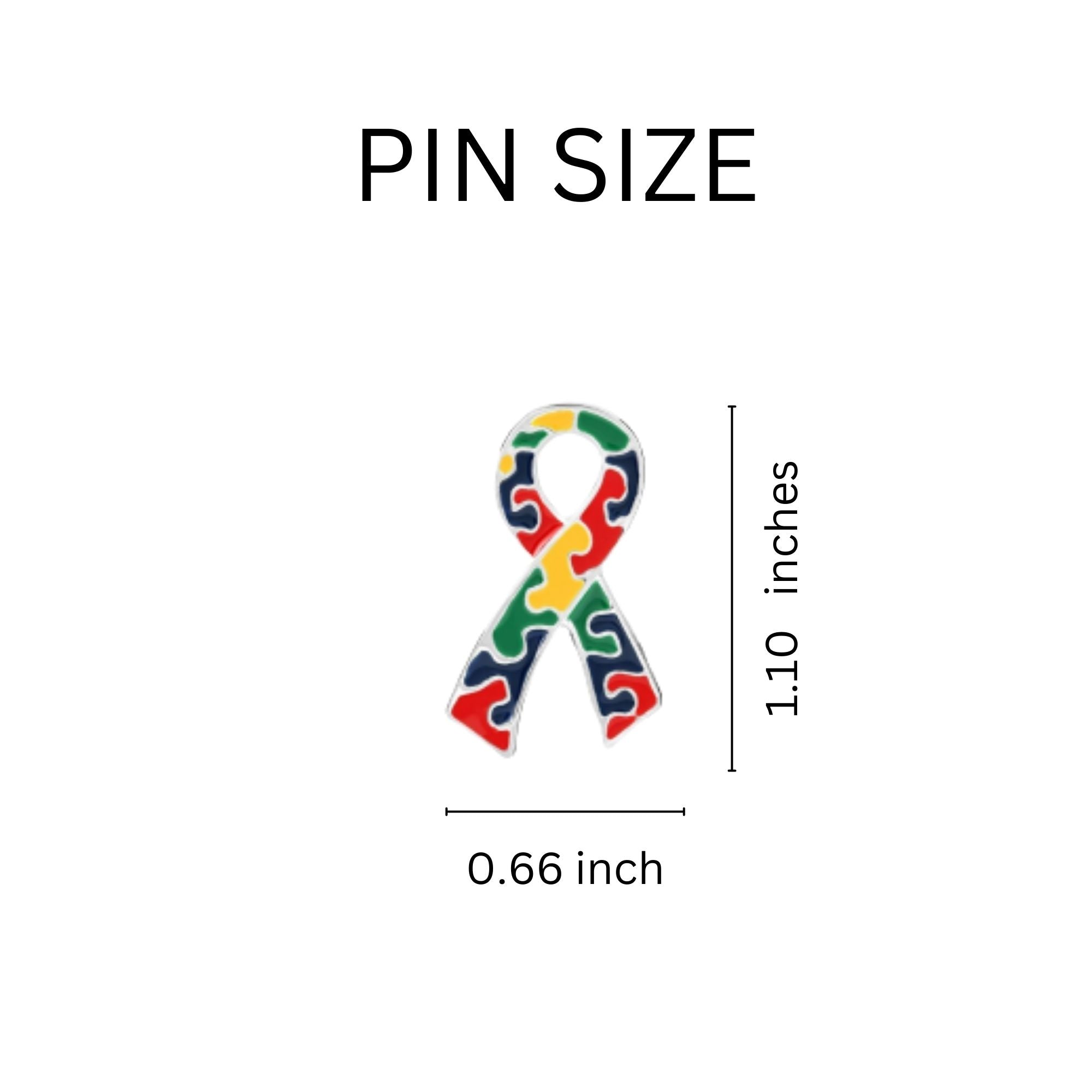 10 Pack Autism Awareness Ribbon Flat Pins The Awareness Company