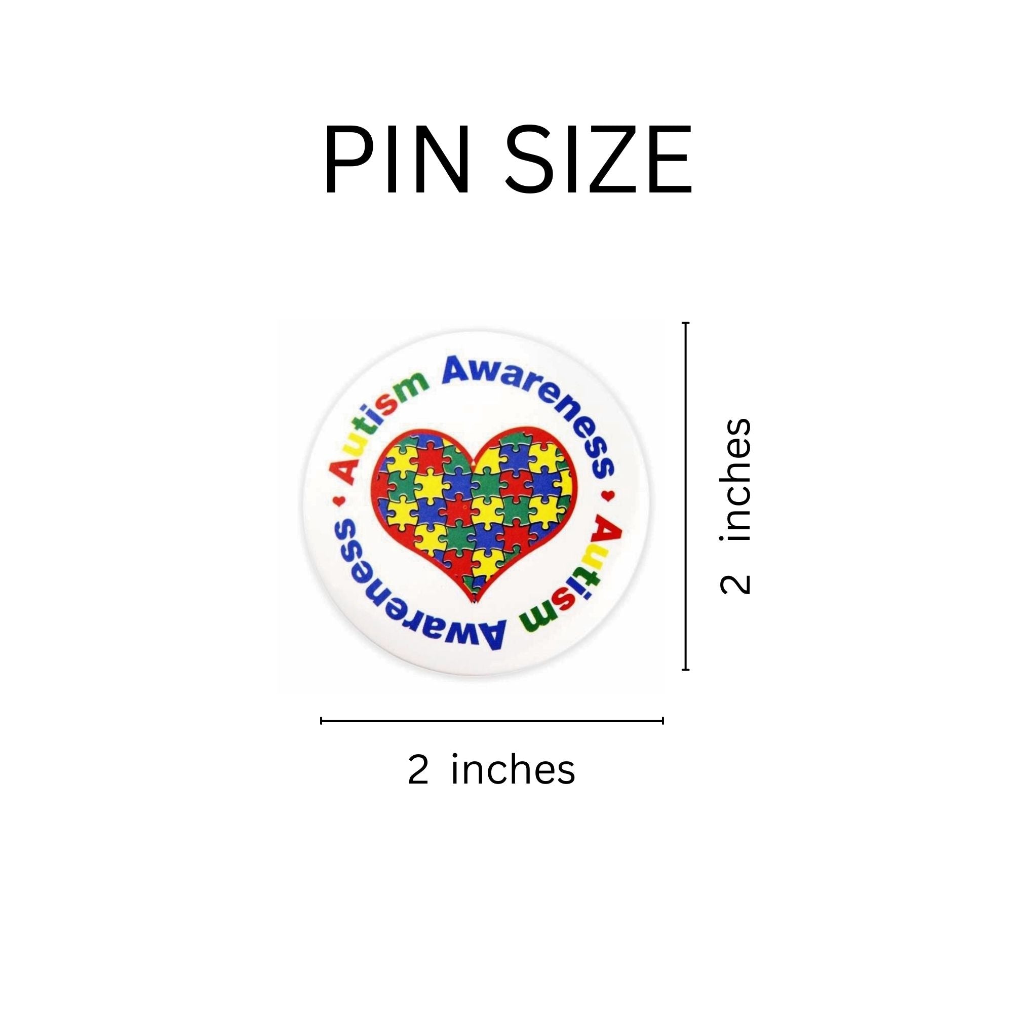 Autism Puzzle Filled Heart Button Pins The Awareness Company