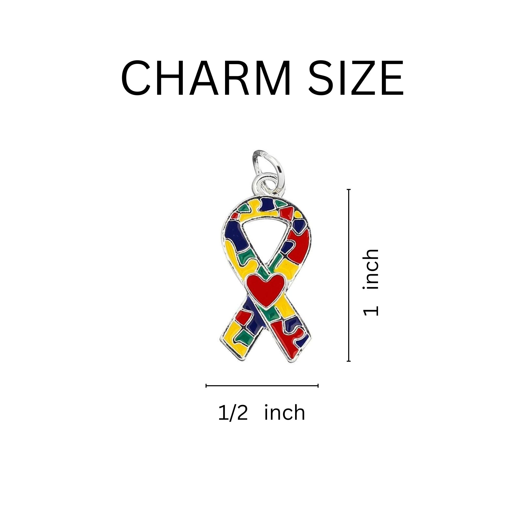 Autism Ribbon with Heart Design Hanging Earrings The Awareness Company