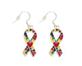 Autism Ribbon with Heart Design Hanging Earrings The Awareness Company