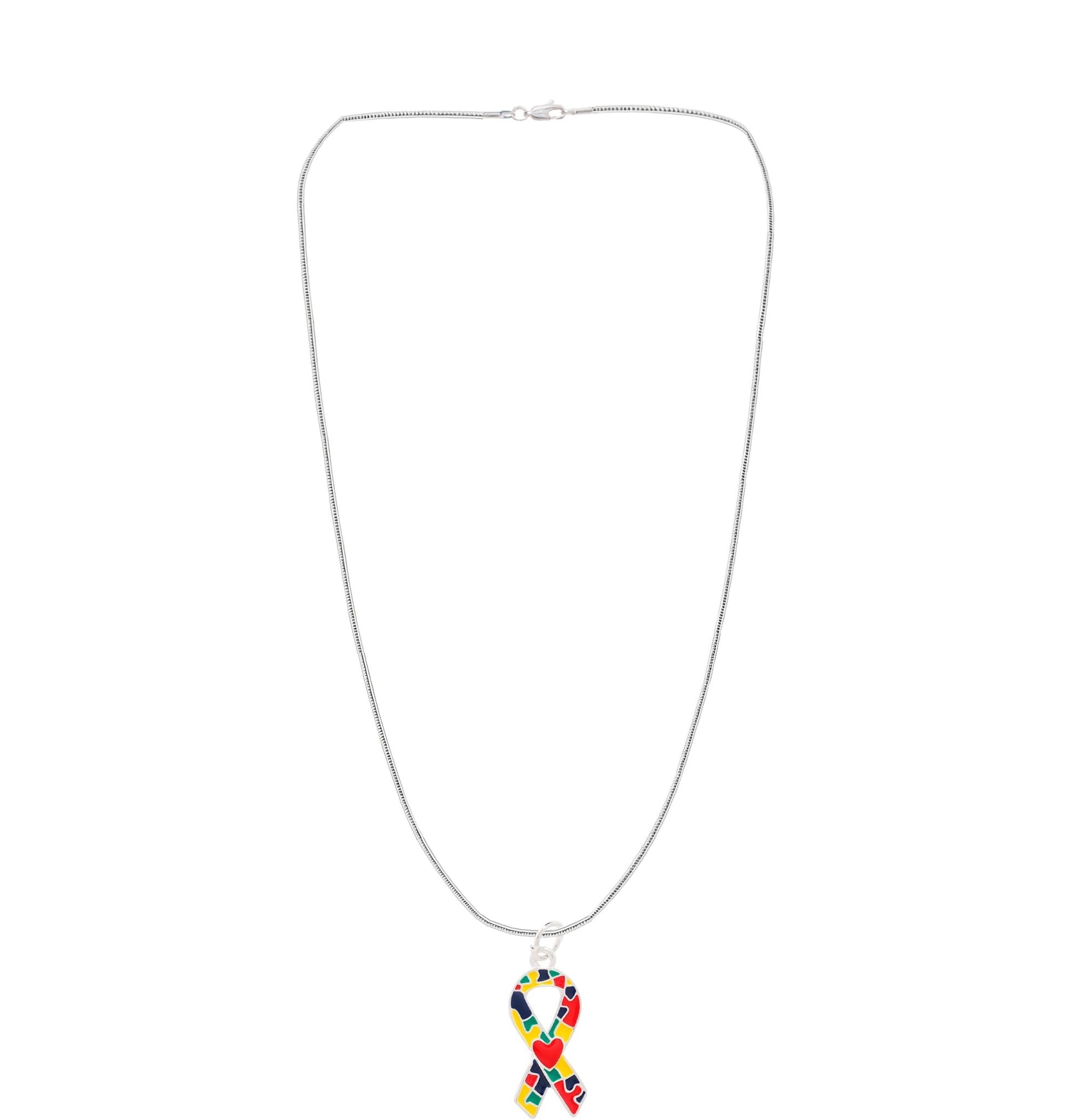 Autism Ribbon with Heart Design Necklaces The Awareness Company