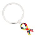 Autism Ribbon with Heart Design Split Style Key Chains The Awareness Company