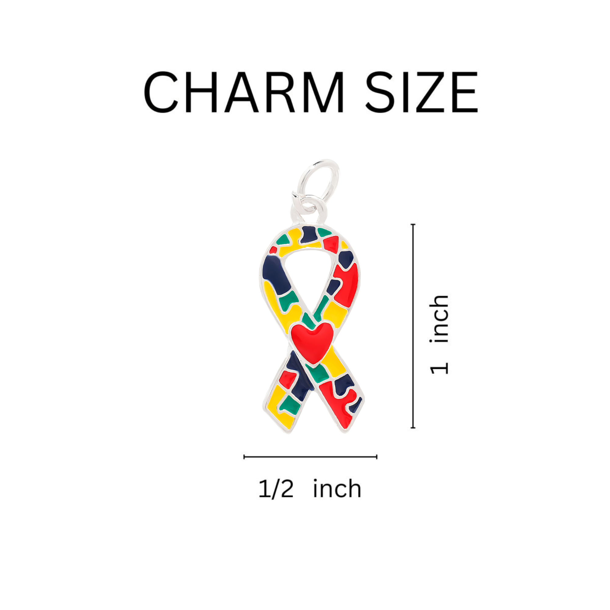 Autism Ribbon with Red Heart Design Leather Cord Bracelets The Awareness Company