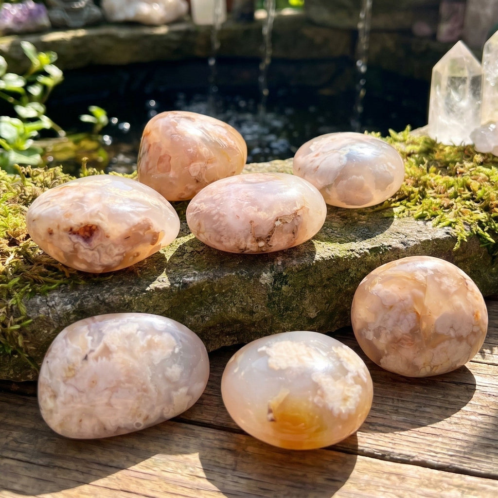 Flower Agate Crystal Palm Stone Carving Amazing Crystals