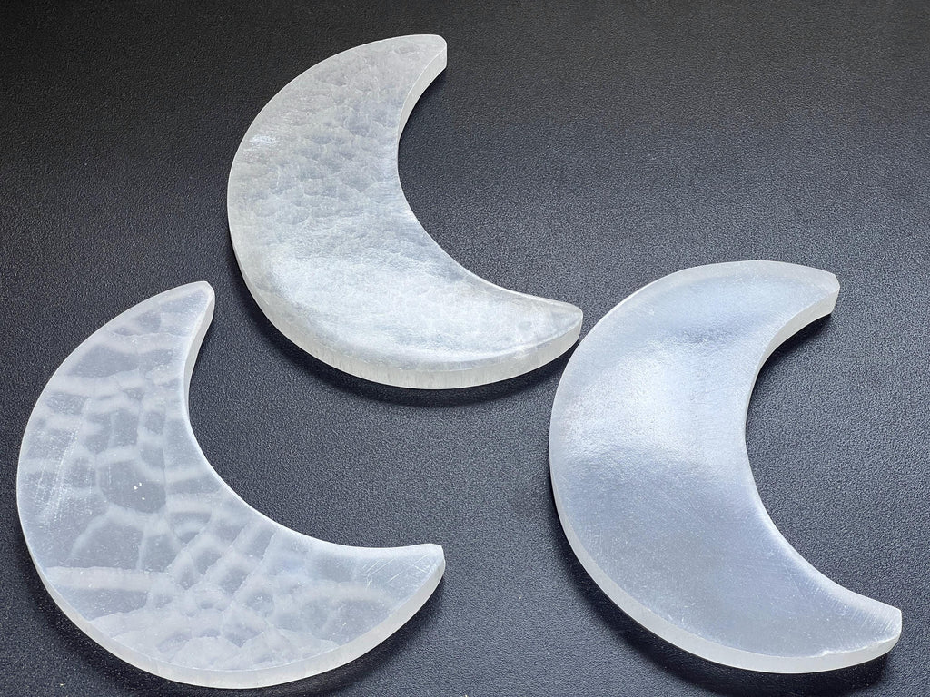 Selenite Crystal Crescent Moon Plate (6 Inches) Carving Amazing Crystals