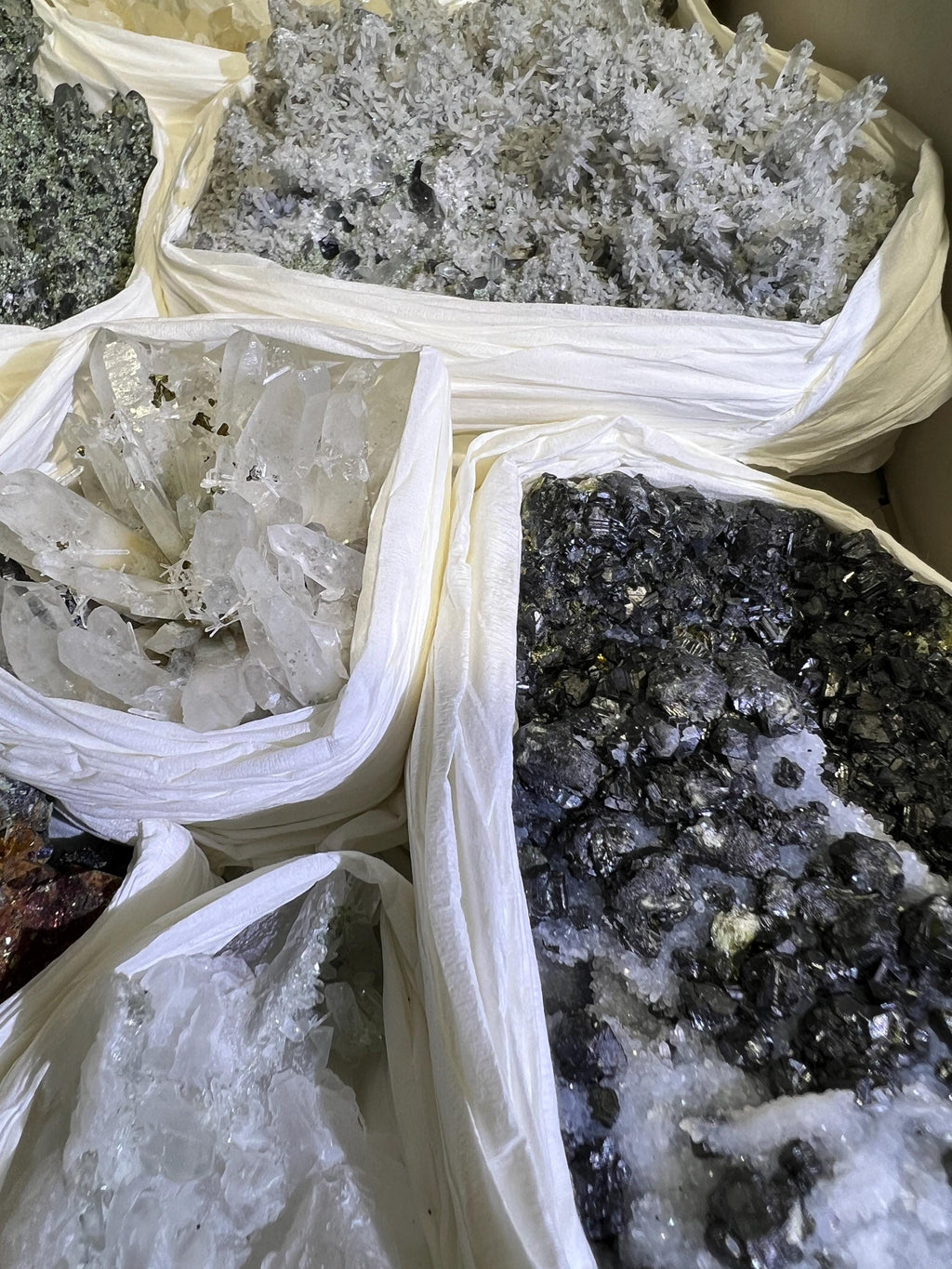 Bolivian Minerals Crystal Mixed Collection (Large 15x10 Inch Flat) Pyrite Sphalerite Galena Quartz Pink Mangano Calcite Amazing Crystals