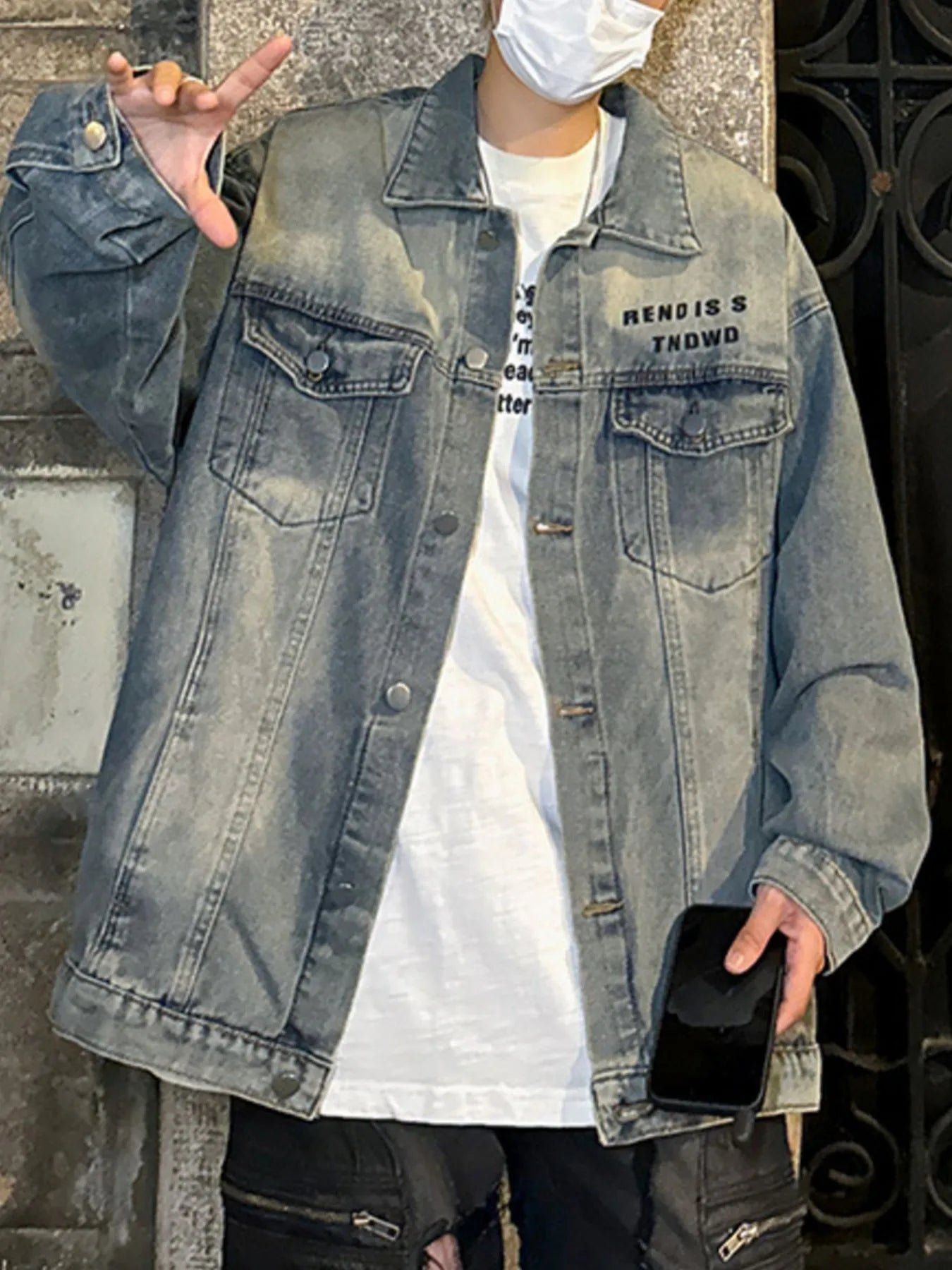 Men's Plus Size Oversized Button Up Washed Denim Jacket NicholesGifts