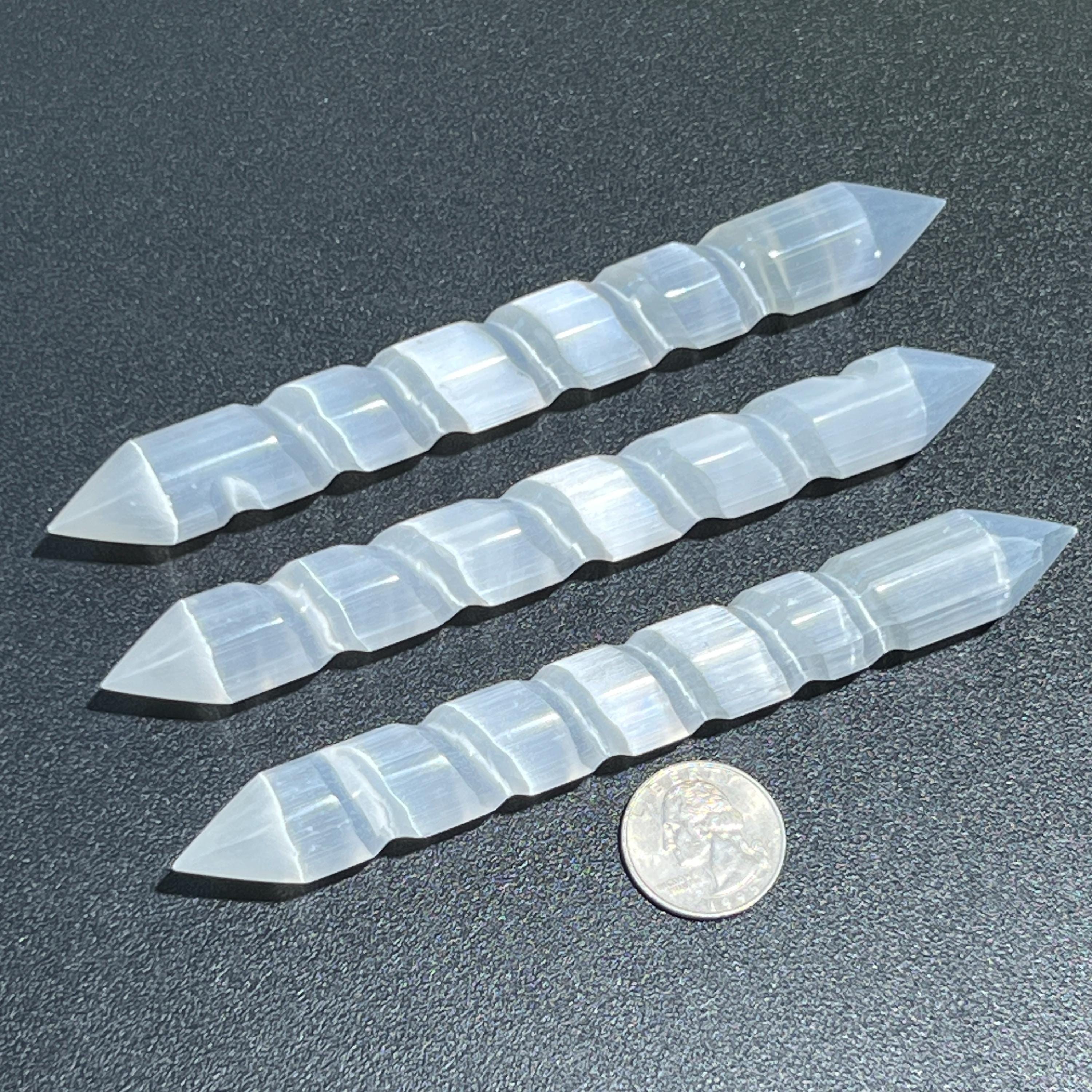 Selenite Crystal Spiral Wand Double Terminated Point Carving Wholesale Amazing Crystals