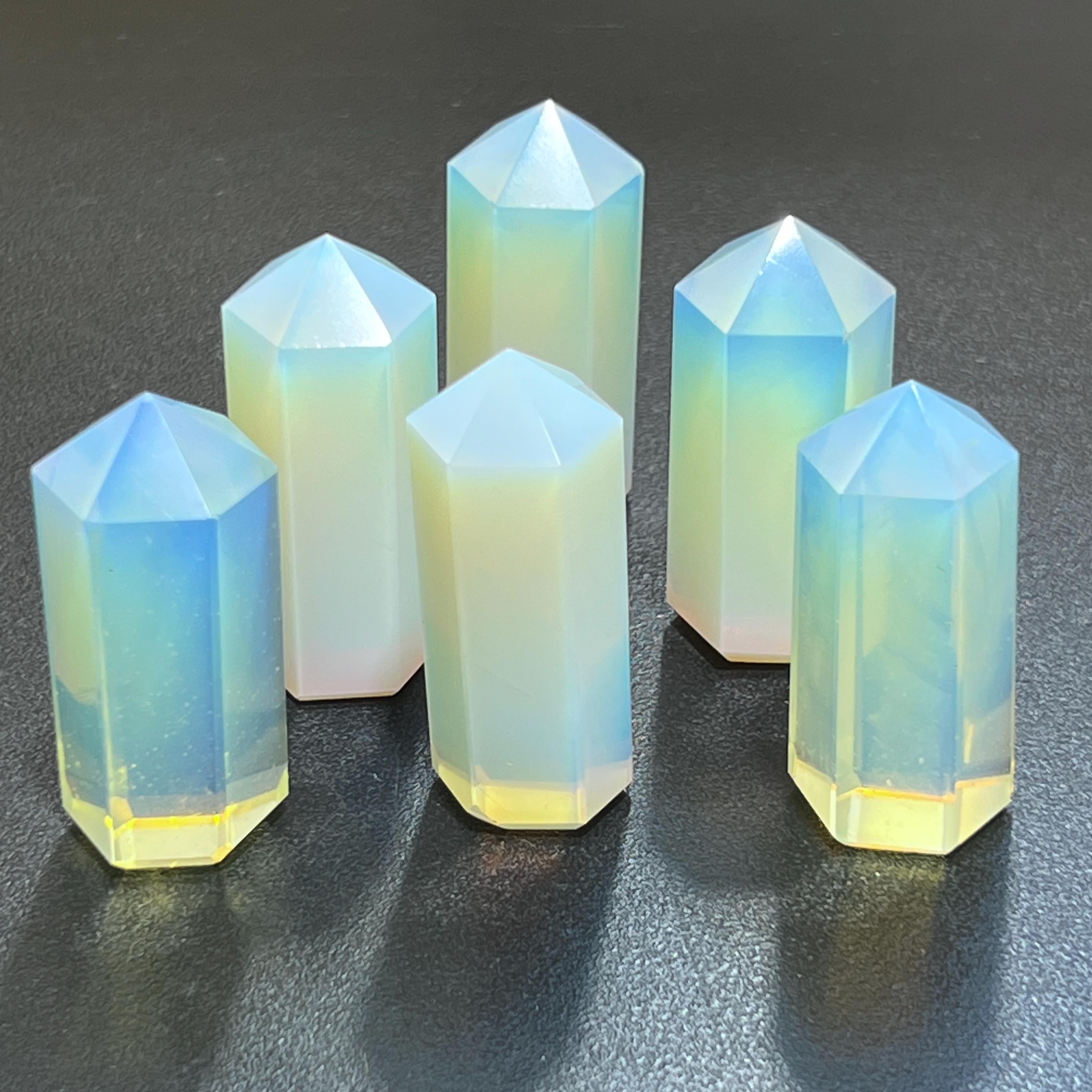 Opalite Glass Crystal Point Tower Obelisk Carving Wholesale Amazing Crystals