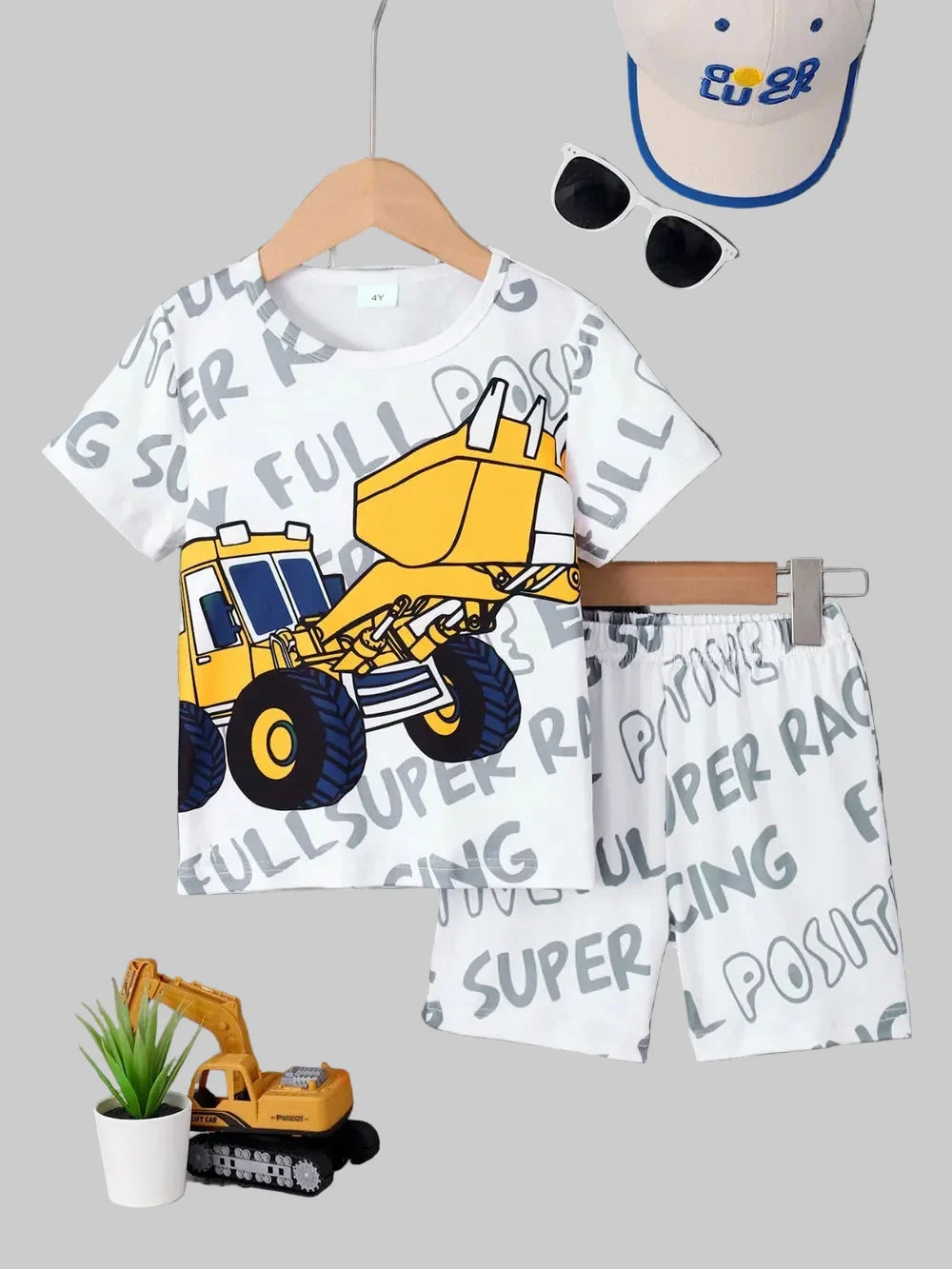 Toddler Boys Round Neck Cartoon Graphic T-Shirt and Shorts Set NicholesGifts