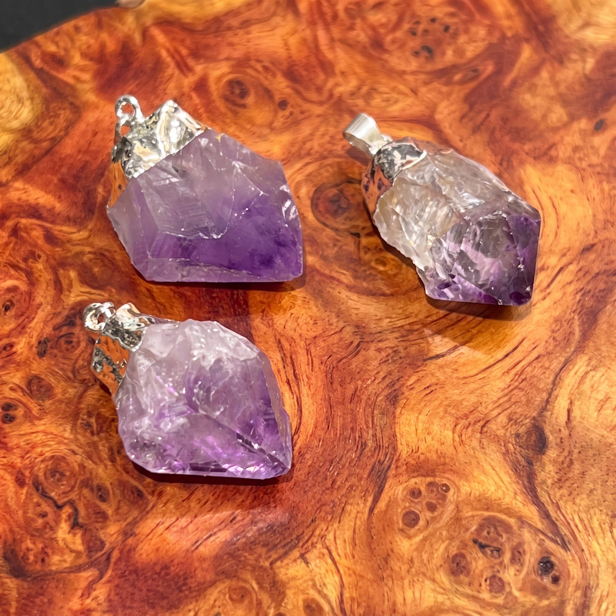 Amethyst Crystal Point Pendant (Silver Plated) Amazing Crystals