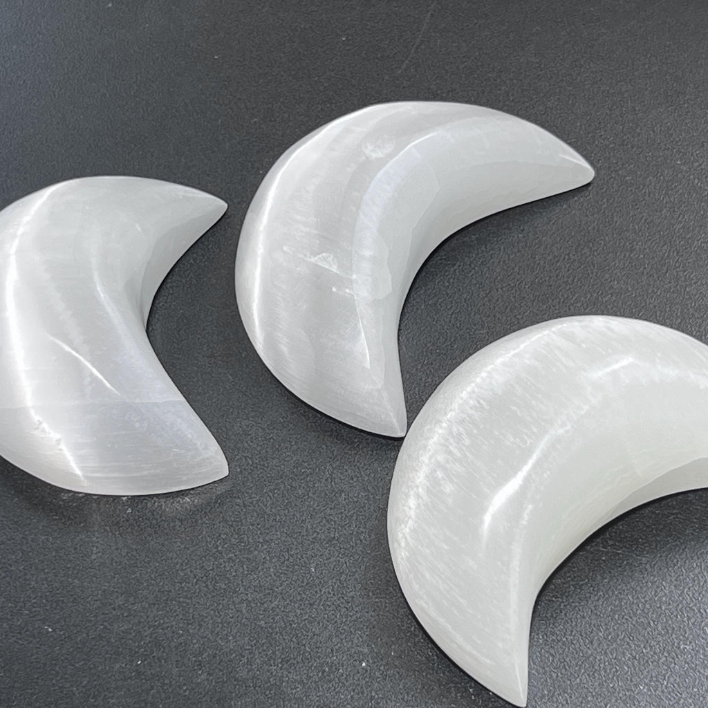 Selenite Crystal Puffy Crescent Moon Carving Gemstone Home Decor Supply Amazing Crystals