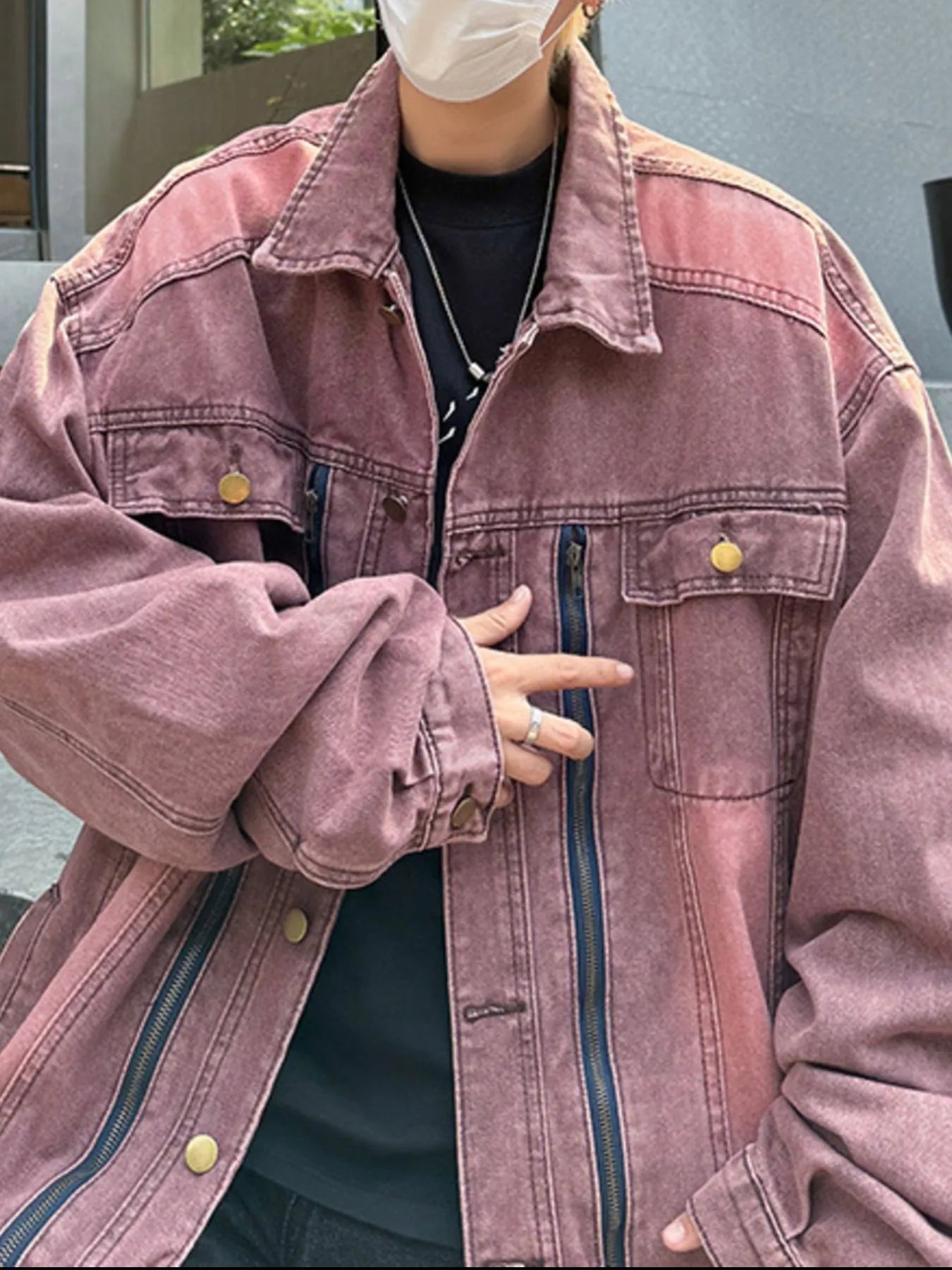 Men's Plus Size Button Up Long Sleeve Denim Jacket NicholesGifts