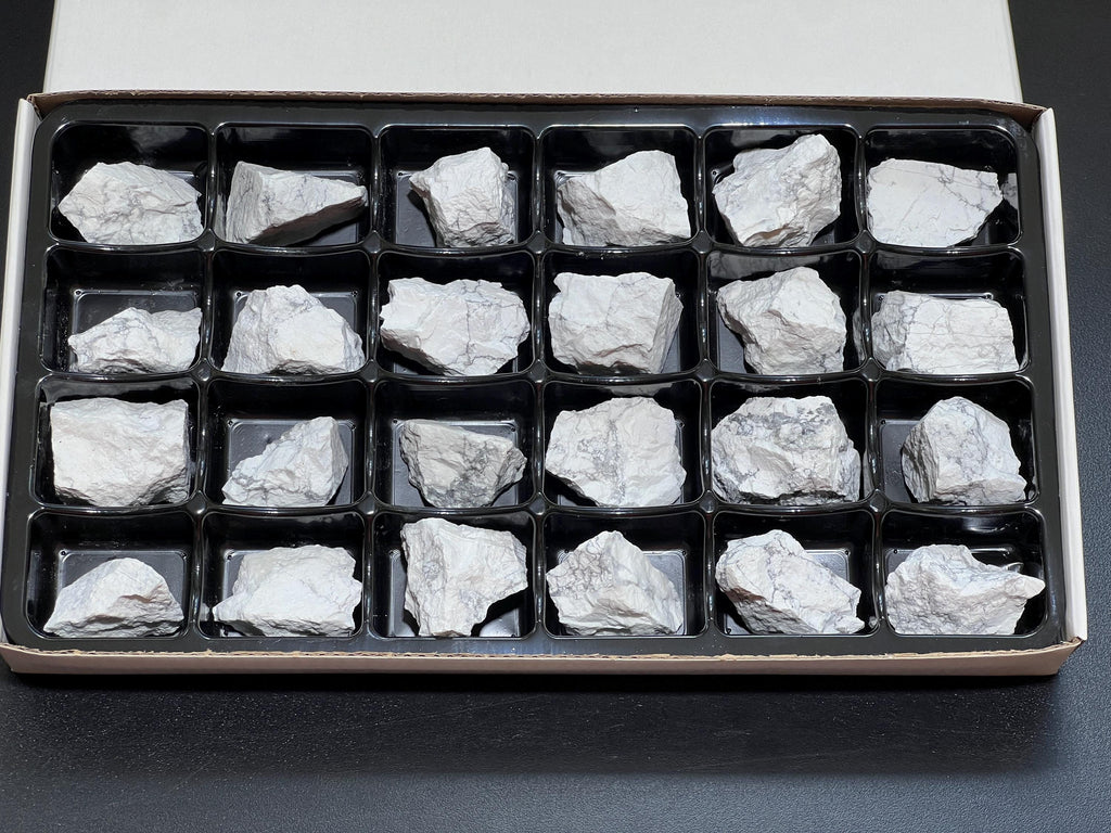 White Howlite Rough Raw Stones (24 Pcs) Boxed Flat Amazing Crystals