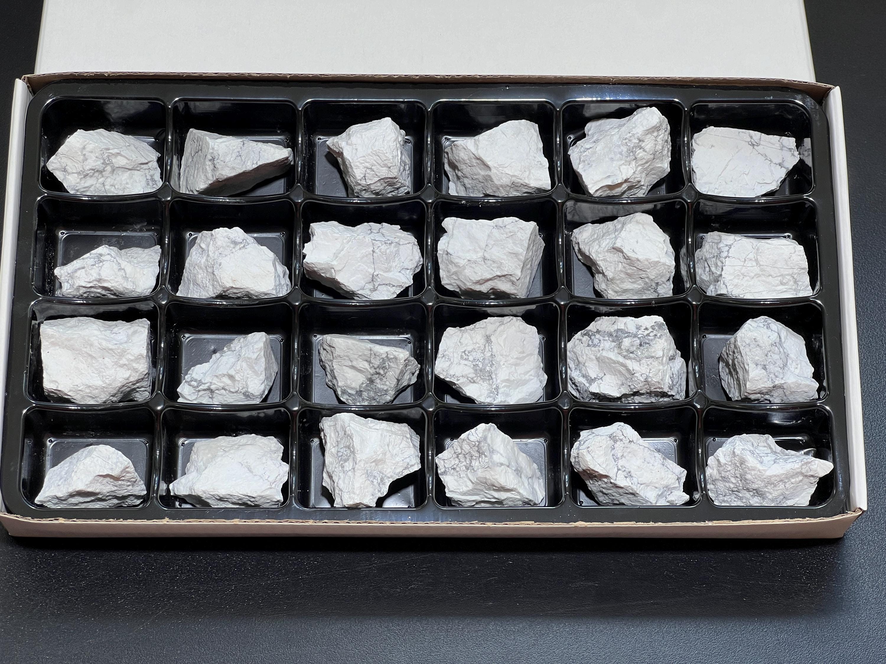 White Howlite Rough Raw Stones (24 Pcs) Boxed Flat Amazing Crystals