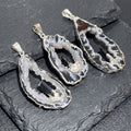 Oco Geode Druzy with Tourmaline Crystal Point Pendant (Silver Plated) Amazing Crystals