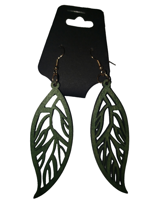 Green Carved Earrings - Wooden (MFA)