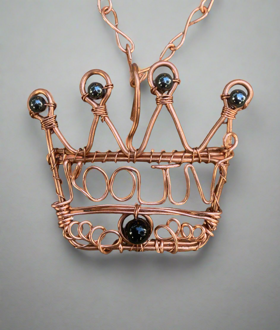 Custom Wire Wrapped Crown/Name Necklace The Vibez Shop