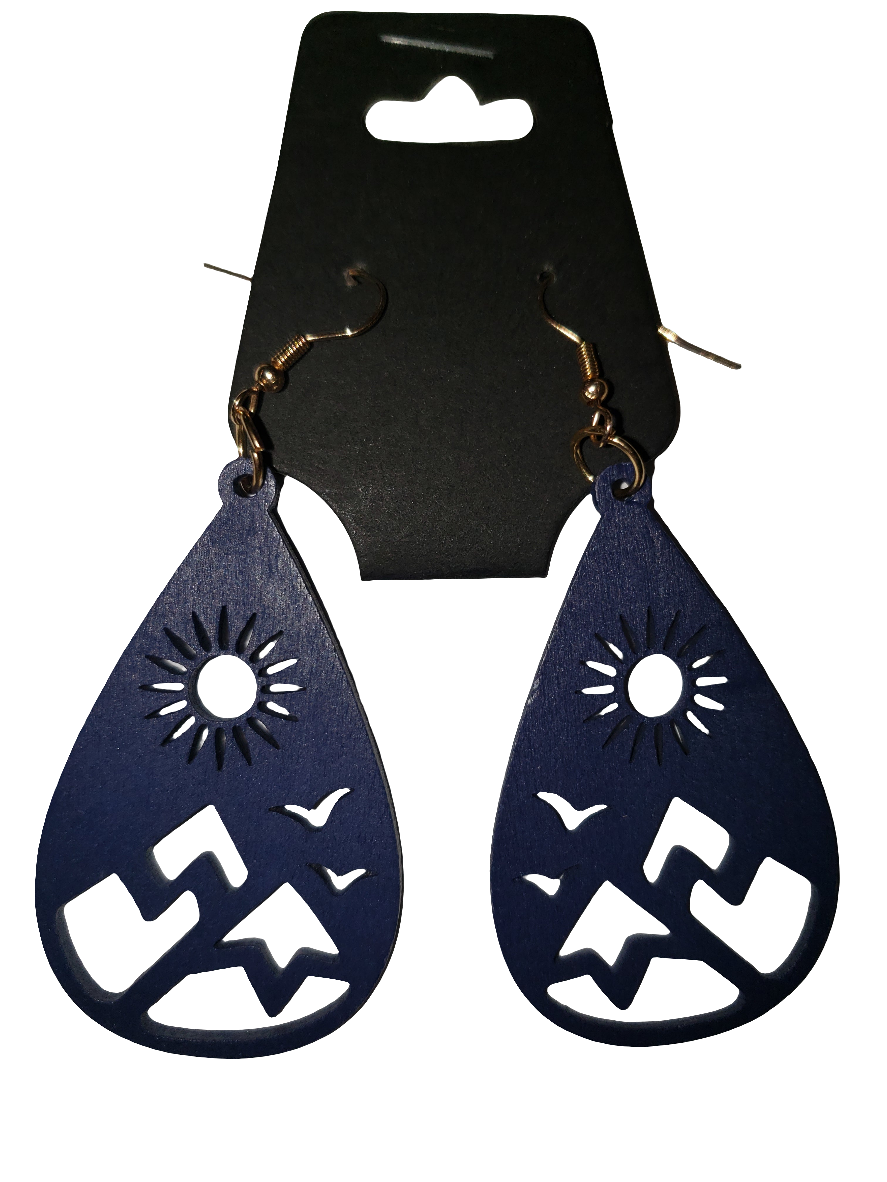 Blue Carved Earrings - Wooden (MFA)