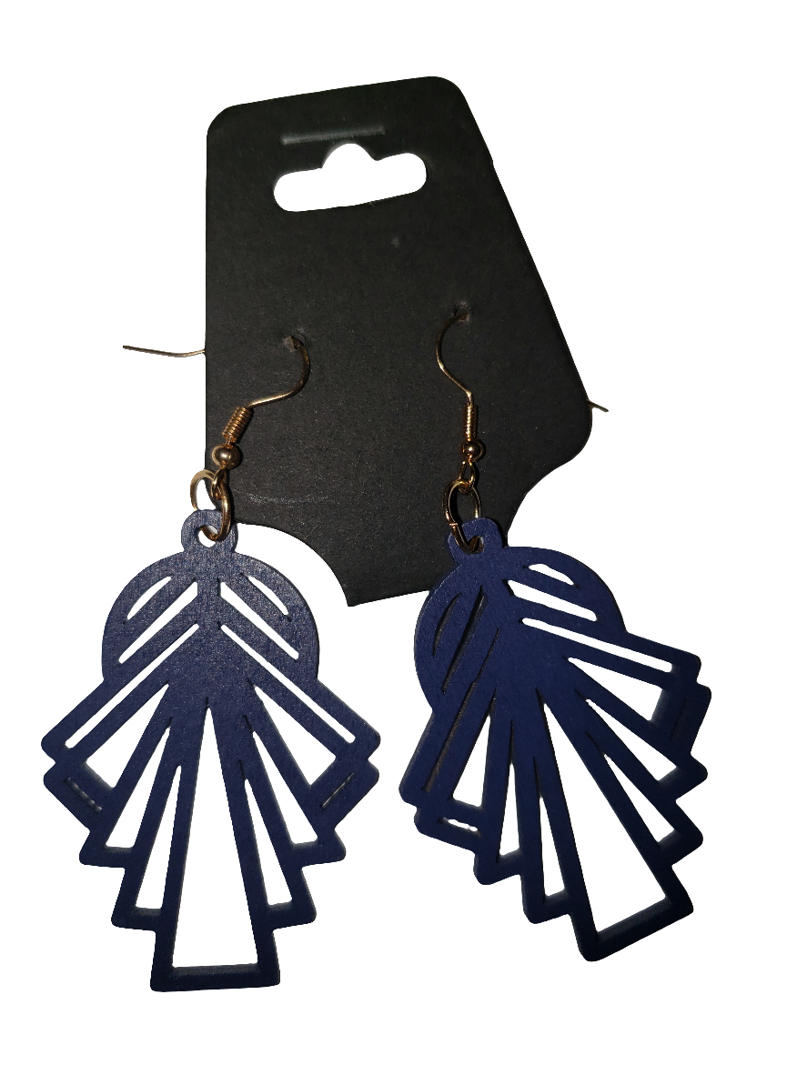 Blue Carved Earrings - Wooden (MFA)