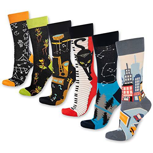 Fun Crew Socks for Men and Women – Colorful Cotton Novelty 6-Pack Bambooven