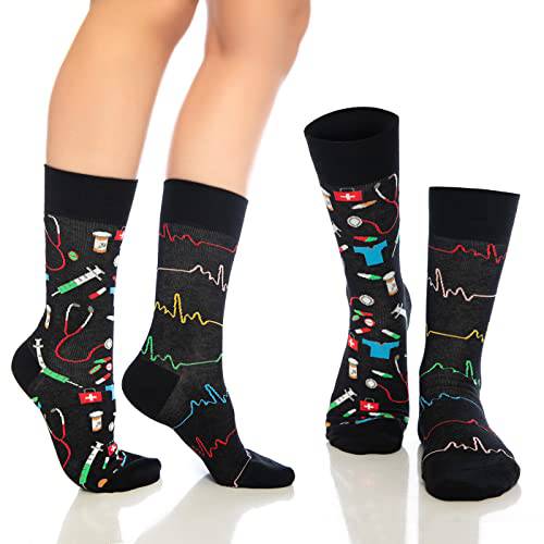 Fun Crew Socks for Men and Women – Colorful Cotton Novelty 6-Pack Bambooven