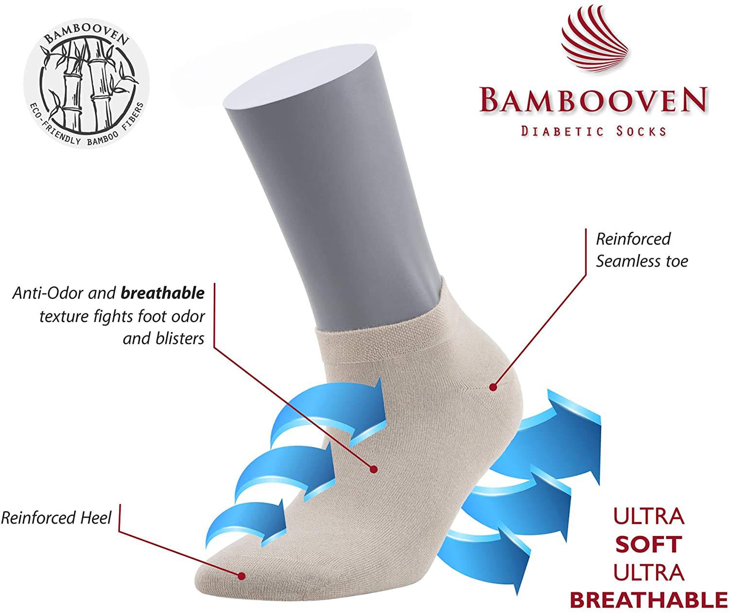 Women’s Bamboo No-Show Socks 6-Pack | Invisible, Breathable, Moisture-Wicking Socks - 612 Bambooven