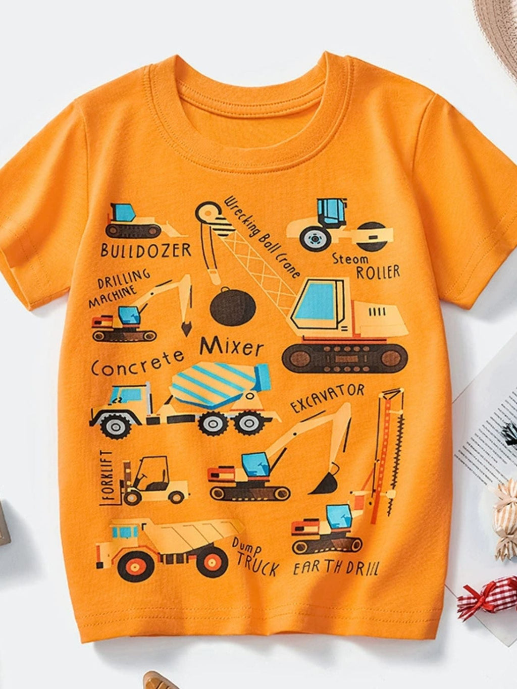 Toddler Boys and Boys Construction Vehicle Crew Neck Short Sleeve T-Shirt NicholesGifts