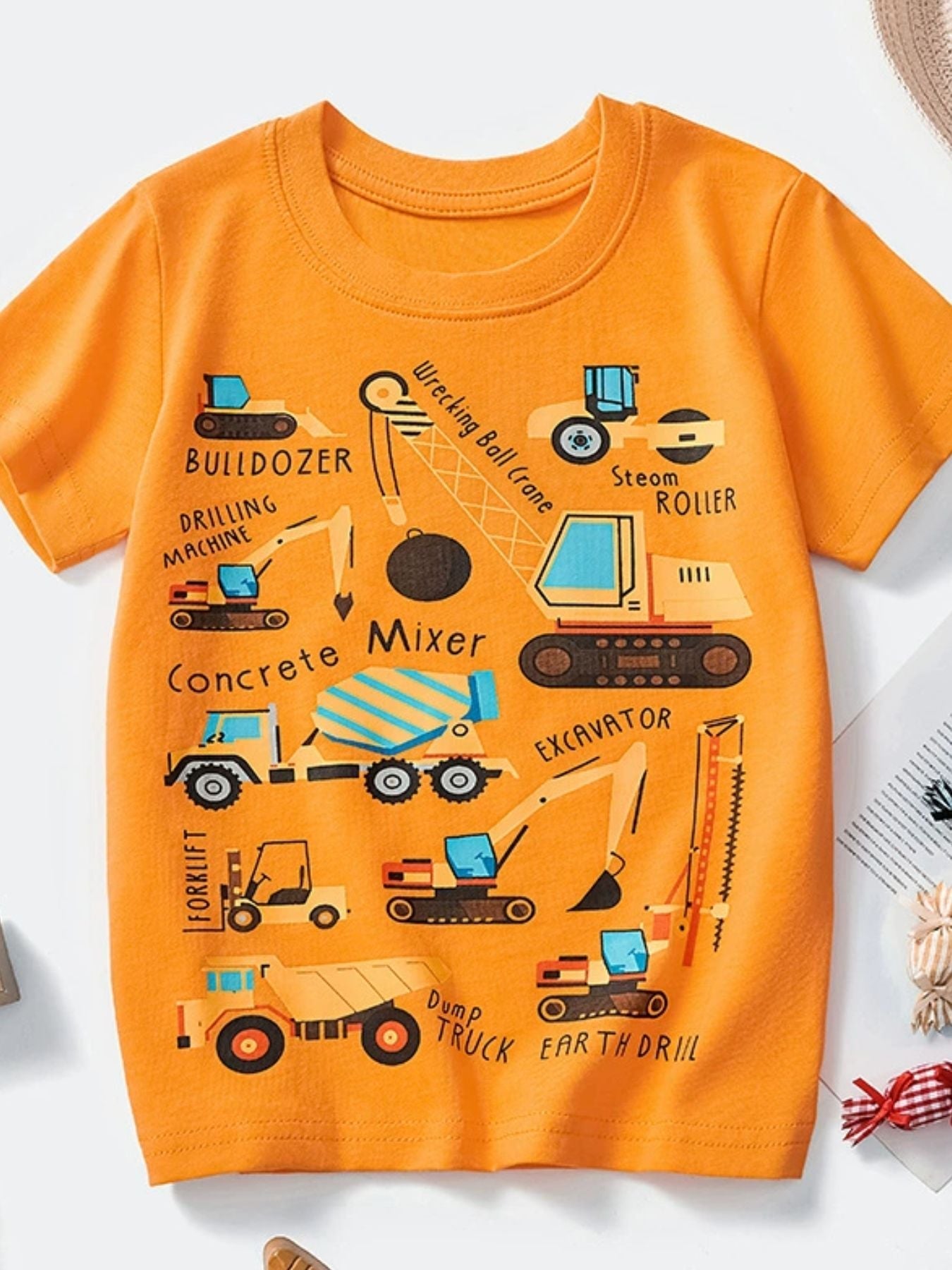 Toddler Boys and Boys Construction Vehicle Crew Neck Short Sleeve T-Shirt NicholesGifts
