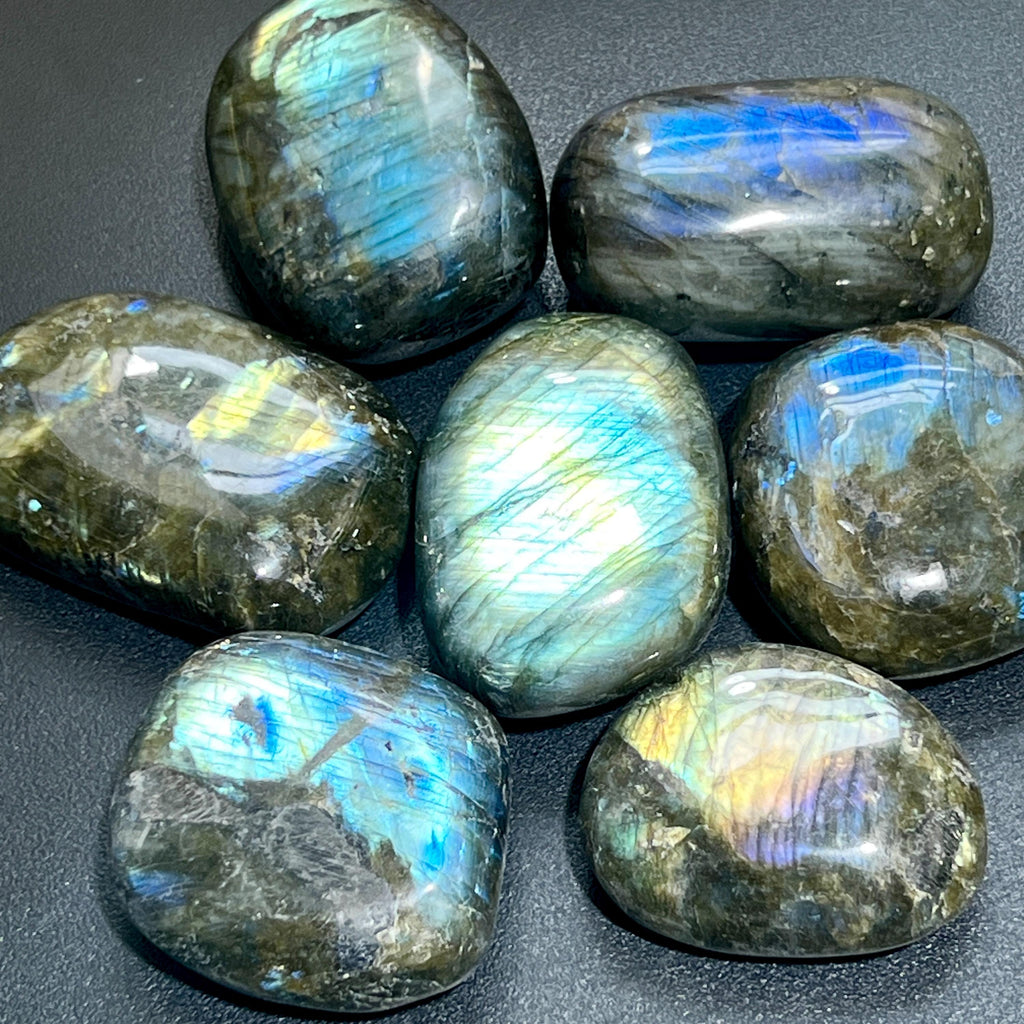 Large Flashy Labradorite Palm Stones Tumbled Carvings (By The Piece or Pound) Wholesale Amazing Crystals