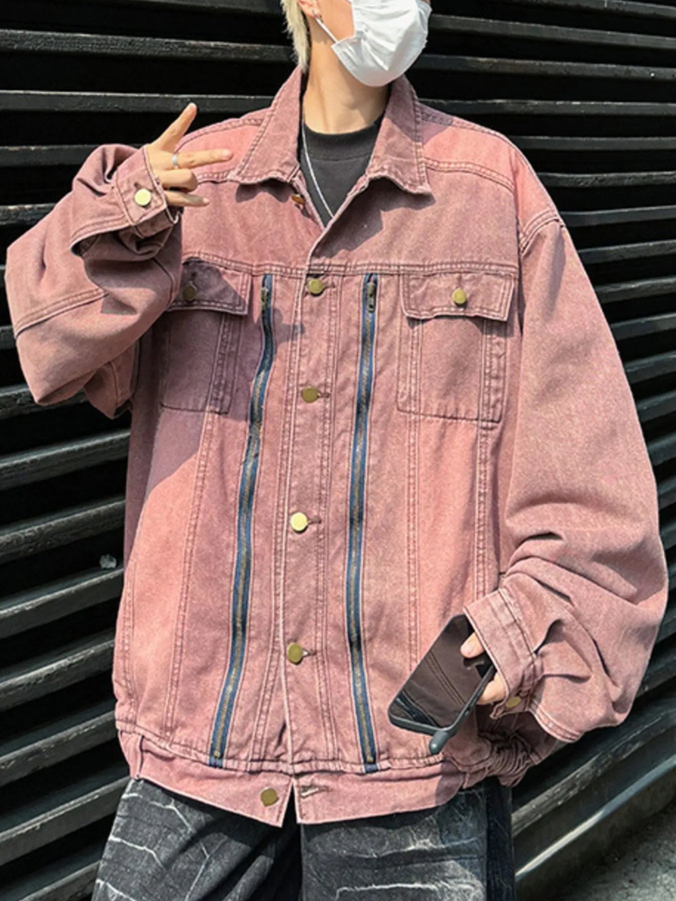 Men's Plus Size Button Up Long Sleeve Denim Jacket NicholesGifts