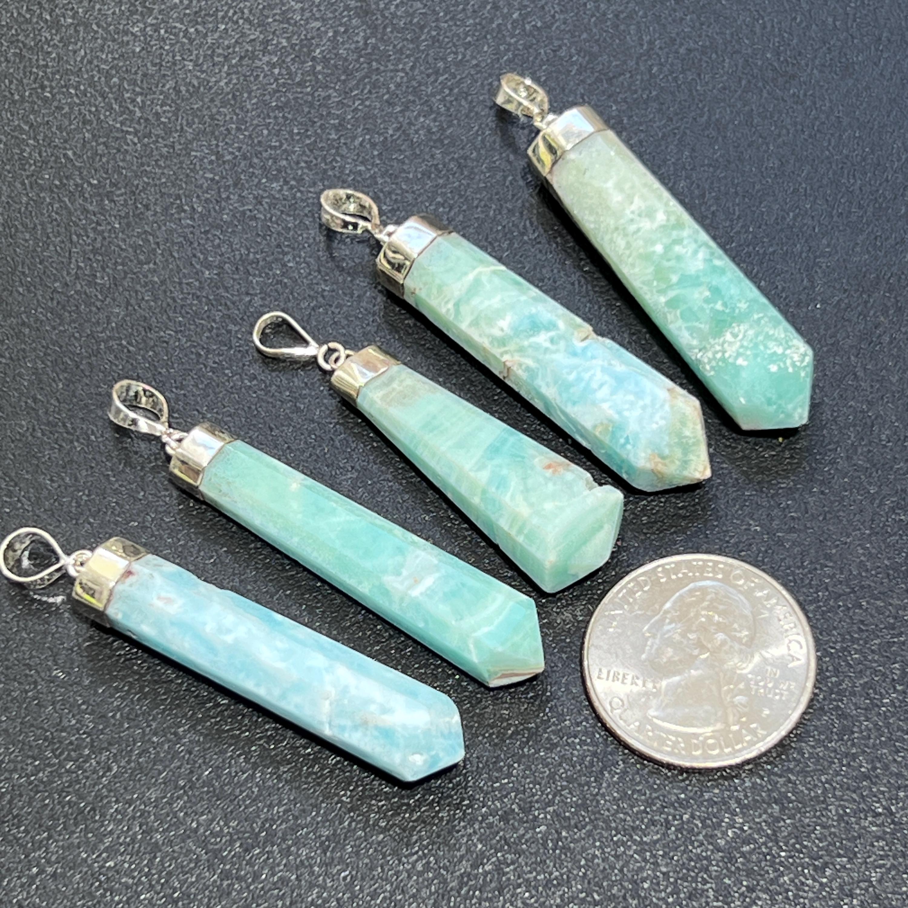 Blue Aragonite Crystal Point Pendant (925 Sterling Silver) Faceted Gemstone Jewelry Necklace Supply Amazing Crystals