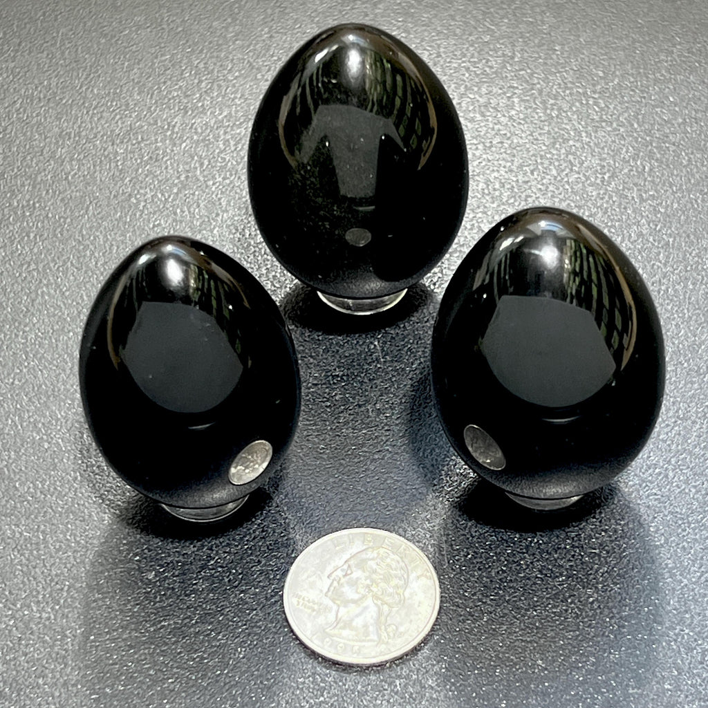 Black Obsidian Egg Carving Gemstone Crystal Decor Supply Amazing Crystals