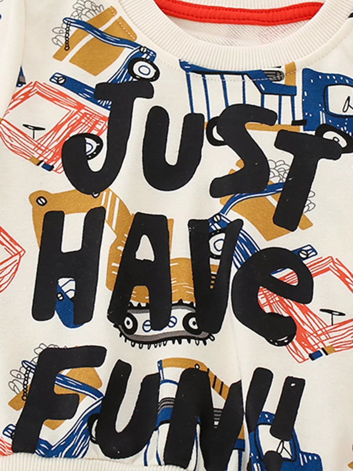 Boys Cartoon Vehicle Print Crew Neck Sweatshirt NicholesGifts