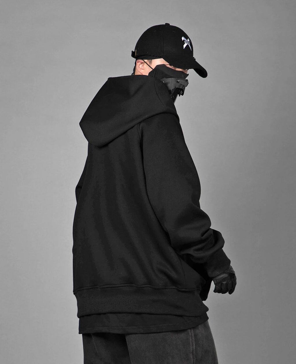 HiH38 Black Layered Hoodie Niepce