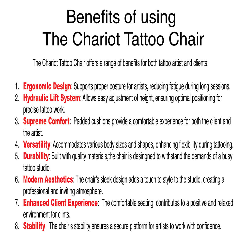 Chariot Tattoo chair /black Stingray Tattoo supplies