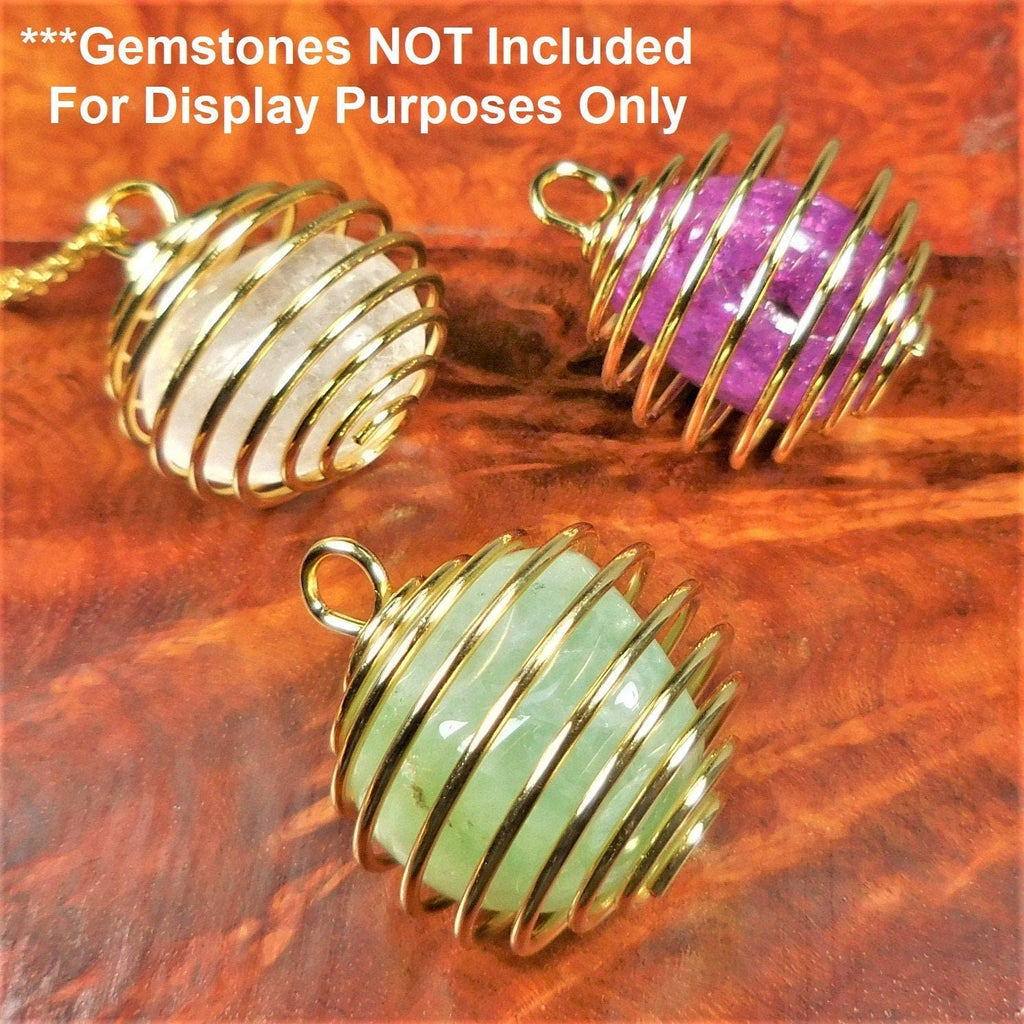 Crystal Gem Holder Spiral Cage Pendants (Silver, Gold, or Copper Plated) Circle Square Wholesale Amazing Crystals