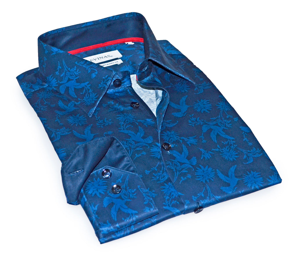 Jonny  Button-Up Shirt With Contrast Details // Navy // Contemporary Fit (Regular)- final sale LEVINAS® Official