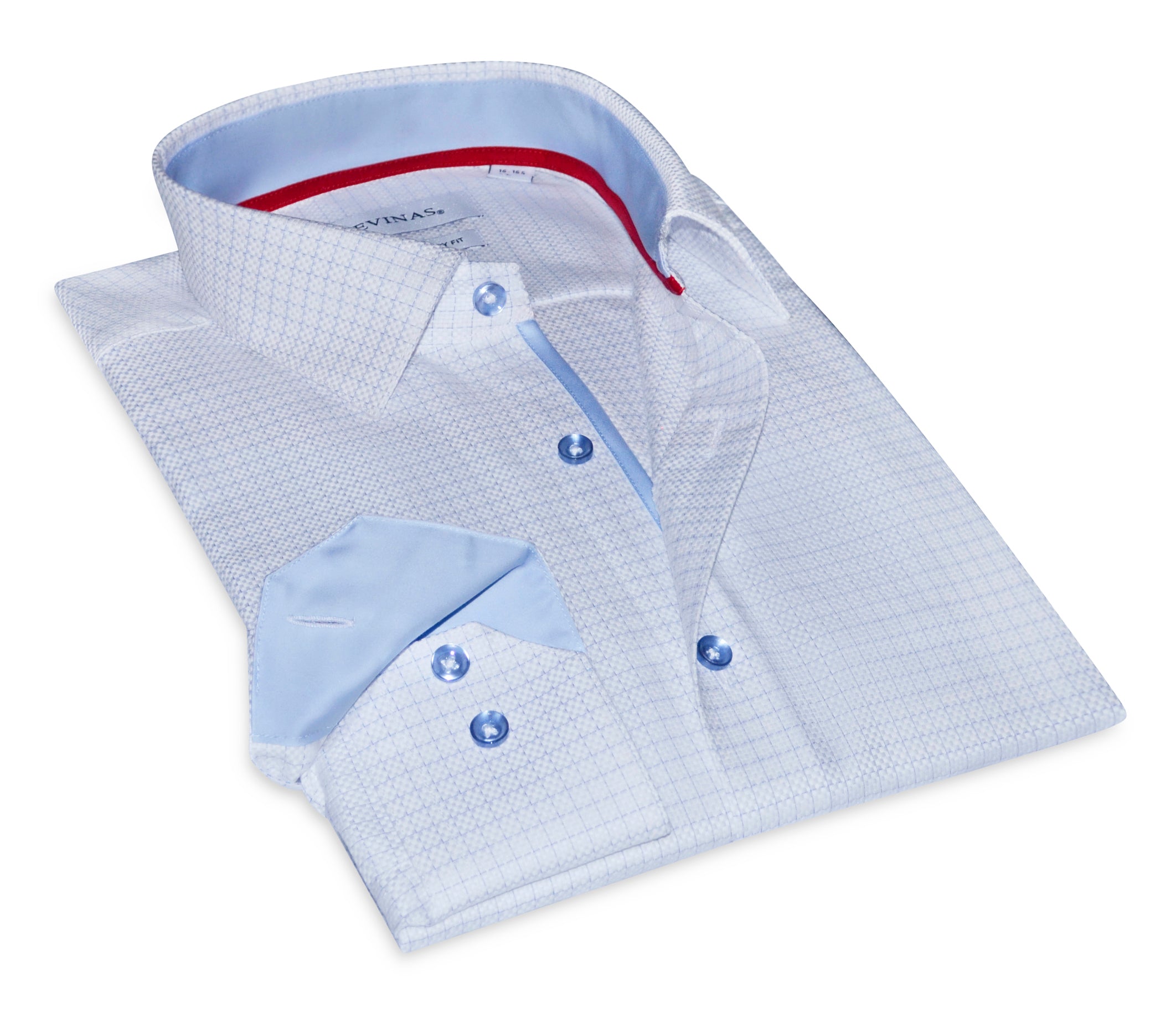 James Button-Up Shirt With Contrast Details // Blue Check // Contemporary Fit (Regular) LEVINAS® Official