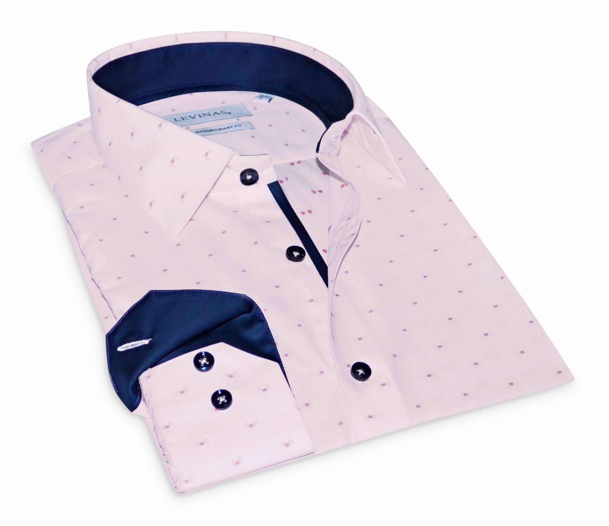 George Button-Up Shirt With Contrast Details // Pink // Contemporary Fit (Regular) LEVINAS® Official