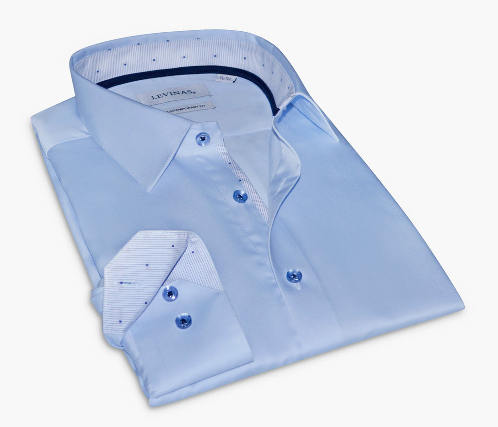 Martin Button-Up Shirt With Contrast Details // Blue // Contemporary Fit (Regular) LEVINAS® Official
