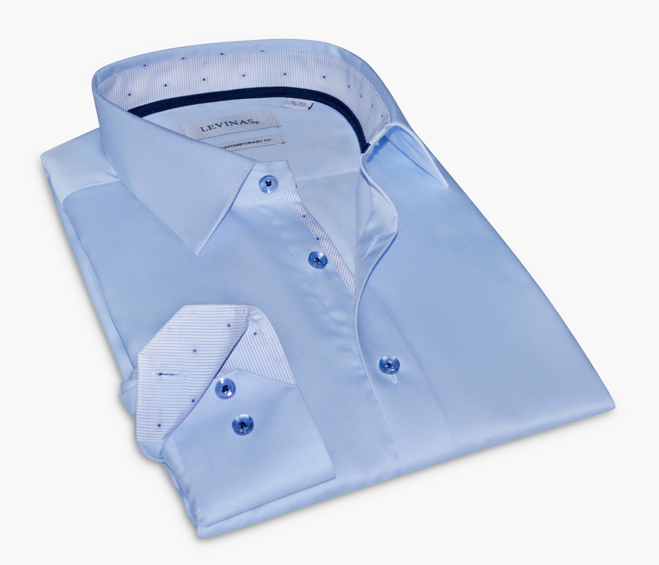 Martin Button-Up Shirt With Contrast Details // Blue // Contemporary Fit (Regular) LEVINAS® Official